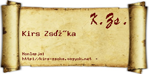 Kirs Zsóka névjegykártya